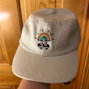 White courderoy 6 panel hat